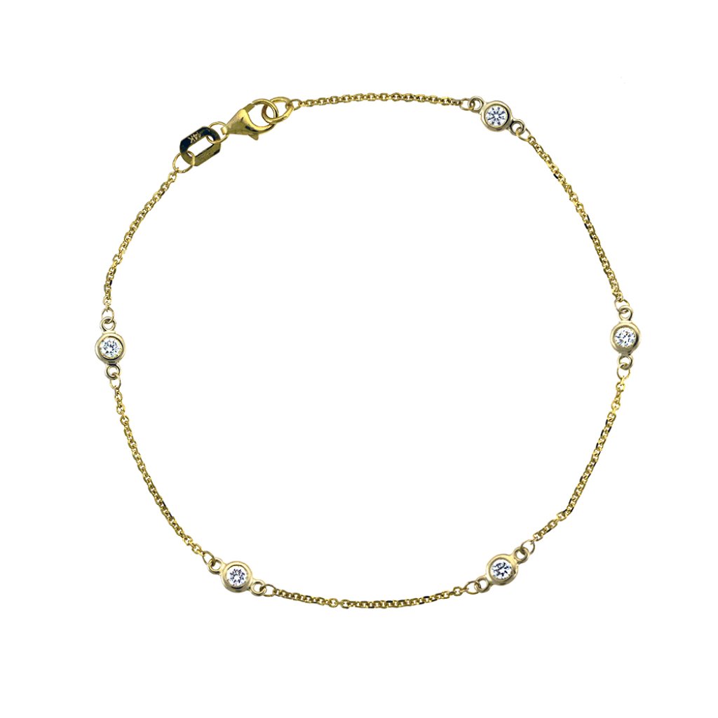 025 Carat Round Diamonds By The Yard 14k Yellow Gold Bracelet 526$